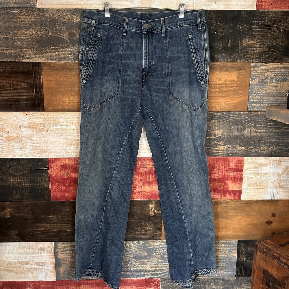 Levis Engineered Jeans Mens 34x32 Blue Denim Bootcut Flared 10127 1352